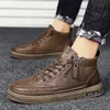 Robe hommes hiver high top cuir coton mode botkle bottes affaires chaussures extérieures décontractées baskets masculins 231116