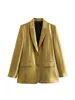 Women's Suits Gold Metallic Women Coat Casual Party Buttons Long Sleeve Blazer Office Suit Jacket Female Top Y2K 2023 Autumn