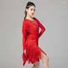 Stage Wear Latin Dance Dress For Women Tassel Tango Rumba Costumes Female Ballroom Dancing Suit