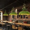 Hanglampen pot coverplant kroonluchter kledingwinkel wijnfles muziek restaurant walnoot groen led kroonluchter