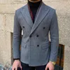 Herrdräkter blazrar dubbelbröst blen dplaid retro blazer hombre casual coat smal långärmad gentleman kostym blazers chaquetas hombre de vestir 231115