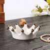 Bolsas de joyería Práctico Soporte de anillo de corona de cerámica Plato Bandeja delicada Anillos Collares Pendientes para dormitorio