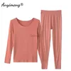 Damen-Schlaf-Lounge-Winter-Damen-Thermo-Pyjama-Set mit langen Ärmeln, dünne Modal-Nachtwäsche, Freizeit-Pyjama, Damen-Pyjama, elastische Loungewear, Damen-Dessous zln231116