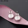 Boucles d'oreilles mlrrr sterling 925 bijoux en argent Simple Blue Sable Stones Round Forme pour les femmes et l'homme