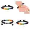 Charm Armbänder 7 Chakra Armband Männer Frauen Schwarze Lava Heilung Nce Reiki Gebet Natursteinperlen Yoga Ätherisches Öl Diffu Dhgarden Dhxwu