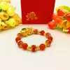 Strand Product Natural Crystal Red Beads Bracelet And Green Pixiu Pendant Jewelry Wholesale