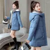 Casacos de trincheira feminina Jaqueta de inverno Nice Parkas Long Casal Coreano Coraço Capuz Capuz Femme Parka Outwear sobretudo