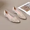 Dress Shoes Women's Pumps Summer Comfortable Shallow Hollow Casual Chunky Heels Slip-on Pointed Toe Sandalias 3cm 5cm Tacones Mujer