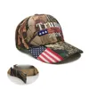 Casquettes de baseball brodées Donald Trump 2024 Élection présidentielle américaine des États-Unis Reprenez le drapeau américain Mode Camouflage Chapeaux de camionneur réglables pour hommes femmes