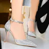Модельные туфли с острым носком, свадебные сексуальные блестящие роскошные сапоги на высоком каблуке для женщин, размер 12