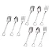 Conjuntos de vajilla 9 PCS Cuchara de postre de acero inoxidable Cucharas de café Juego duradero Mezcla de cocina de frutas Hogar