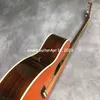 Anpassad 40 "om kropp akustisk gitarr solid gran topp fiskbens bindande gul signatur satin efterbehandling