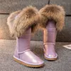 Top quality Designers Snow boot Warm Fur shoes Women's Winter Lining Real Fur Trim Suede Leather Knee High Boots Waterproof boots Fashion anti-slip Thick Flats Shoes