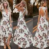 Vestidos Casuais ZOGAA Maxi Irregular Vestido Boho Verão Estampa Floral Sexy Decote em V Bainha Festiva Bohemia Longo Feminino