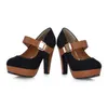 Dress Shoes Size 34-43 Women Pumps Flock Sweet Thick High Heels Platform Classic Round Toe Cute Ladies Footwear