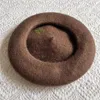 Berets Handicraft Carrot Leaf Wool Felt Autumn Winter Brown Painter Dot Thick Warm French Artist Hat Gift