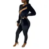 Combinaisons pour femmes barboteuses 2023 femmes Sexy maille transparente Patchwork velours noir combinaison plume à manches longues maigre barboteuse salopette décontractée Clu