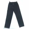 Женские джинсы с высокой талией до щиколотки, женские классические прямые пуговицы, винтажные свободные шаровары в уличном стиле, синие, черные шаровары