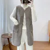 Gilets pour femmes mi-longs, imitation poils d'agneau, vêtements d'automne et d'hiver 2023, fourrure polaire granulée, peluche