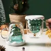 Tassen 2023 Weihnachtsbaum Glastasse Transparente Kaffeemilchbecher Becher mit Deckel und Rührstab Kinder Kindergeschenk 231116