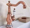 Bathroom Sink Faucets Antique Red Copper Ceramic Handle Faucet Vessel Mixer Tap And Cold Bnf639