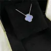 Love Clover Designer Charm Pendant Neckor for Women Light Purple Stone Diamond Goth Sailoroon Sister Whale Moissanite Chain Choker Halsbandsmycken