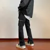 Männer Jeans Schwarz Cargo Hosen Männer Slim Fit Mode Retro Tasche Lässige Japanische Street Hip Hop Gerade Herren Hosen 231116