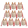 Dekoracje świąteczne 10pcs reniferowe cukierki torba na prezent Velvet Santa Sacks Doripstring Decor Kids Party Favor Year