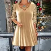 Grundläggande avslappnade klänningar Autumn Fashion Sequin Sticked Mini Dres Sexig julstil Vneck Långärmad elastisk aline 231116