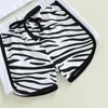 Giyim Setleri Bebek Kız Moda Giyim Seti Zebra Baskı T-Shirt Tees İpli Şort 18M-6Y Çocuk Çocuk Yaz Casual Kıyafet 2023 Tops