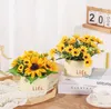 Decorative Flowers Mini Fake Sunflower Plants Set Small Artificial With Vase For Home Kitchen Office Bedroom Decor Indoor