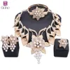 Wedding Jewelry Sets Womens Crystal Dubai Gold Color Imitation Pearl Necklace Earrings Bangle Ring Party Accessories Set 231116