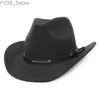 Szerokie brzegowe czapki wiadra czapki 9 stylów mężczyzn kobiety czarny biały khaki zachodni kowboj czapki szerokie brzeg brzegowy sombrero hombre cowgirl hat yq231116