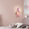 Lampes murales rose fille dessin animé créatif lune astronaute lampe Simple chaud princesse chambre bébé enfants décor lumières
