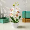 Kwiaty dekoracyjne 1PC sztuczny fałszywy motyl Plant Orchid Plant Bonsai Symulacja Kwiat z garnkiem do domowego pulpitu Dekoracja ślubna ogrodu