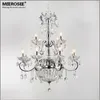 Wrought Iron Crystal Chandelier Light Fixture 2 tiers 12 E14 or E12 Lights Chrome Pendant Lustre Lamp Indoor Lighting