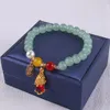 Charm Bracelets Fashion Green Dongling Jade Moon Running Bracelet Female Red Beans Small Design Acacia