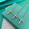 TiffanyJewelry Chain Cross Diamond Colliers pour hommes Femmes Moisanite Jewelry Retro Vintage x Pendant Rose Gold Collier Party Birthday
