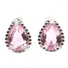 Boucles d'oreilles à tige 10x8mm Joli 2.1g Créé Rose Kunzite Pour Femme Bijoux Mariage Véritable Argent Massif 925