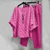 Casual Dresses Harajuku Vintage Pattern Print 2pcs Outfits Women Cotton Linen Blouse Top Pullover & Pants Suit Spring Summer Plus Size