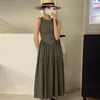 Casual Dresses Houzhou Vintage Y2k Long Bodycon Dress Women Korean Fashion Esthetic Chic and Elegant Corset Simple Slack Sundress Harajuku