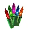 Mini luzes de Natal incandescentes transparentes de 100 contagens, com fio verde, 21,