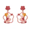 Dangle Earrings Sweet And Cute Contrast Color Little Girl Flower Hollow Oil Dropping H6508