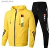 Fatos masculinos Mens Tracksuit Zipper Hoodies + Sweatpants Conjunto de 2 peças Outono Inverno Masculino Diário Casual Jaquetas Esportivas Jogging Suit Tops ou Calças Q231117