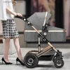 Kinderwagen# Leichtes Luxus Baby Kinderwagen 2 in 1 tragbares Babyauto High Landscape Reversible Kinderwagen Gold Kinderwagen Fahrtwagenwagen Q231116