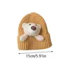 Berets Kids' Knitted Hat Plush Doll Bear Woolen Cap Little Autumn Winter Thickened Warm Baby Cute Outdoor Accessories