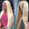 Blonde 613 Straight 13x4 Transparent Lace Frontal Human Hair Wigs Pre plucked With Natural Hairline