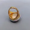 Pierścienie klastra kkgem 25 mm białe skorupa morza rzeźbione pierścień twarzy kryształowy zamap