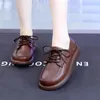 Chaussures habillées pour femmes 2023 automne femmes pompes couleur unie bout rond plate-forme mi-talon imperméable à lacets Zapatos Mujer