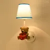 子供の部屋の装飾のための壁のランプ漫画動物のsconceベビーキッズベッドルームベッドサイドライトノルディックモダンな照明器具